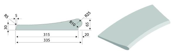 Bordo Poolrandstein, Farbe: weiß, gekrümmter Winkel, Radius: 2,5m